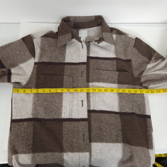 H & M Felted Oversized plaid shirt in woven felted fabric Jacket, - Picture 3 of 10